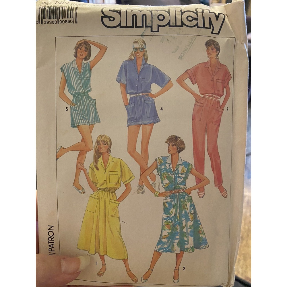 Vintage 1987 Simplicity 7951 Sewing Pattern Dress Jumpsuit Romper Size 10-16